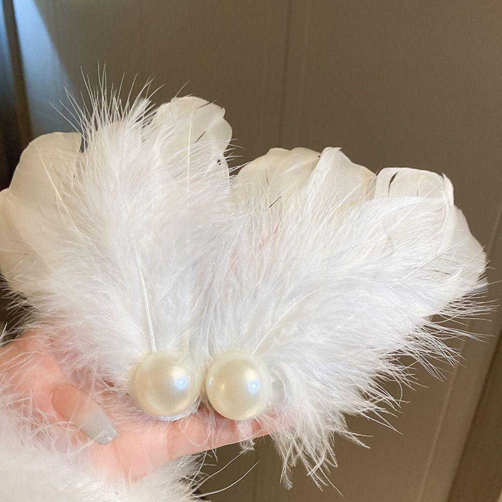 Headwear White Swan Hairpin Pearl Ballet Pearl Barrettes Fashion Feather Hair Clips Girls