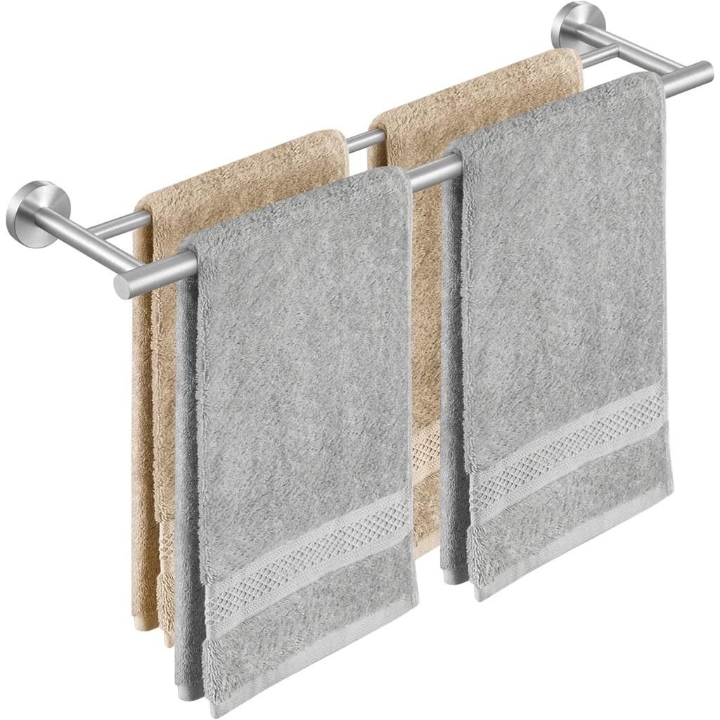 SUS 304 Stainless Steel Wall Mount Towel Holder Household Double Towel Rod Bathroom Rustproof Towel Rack