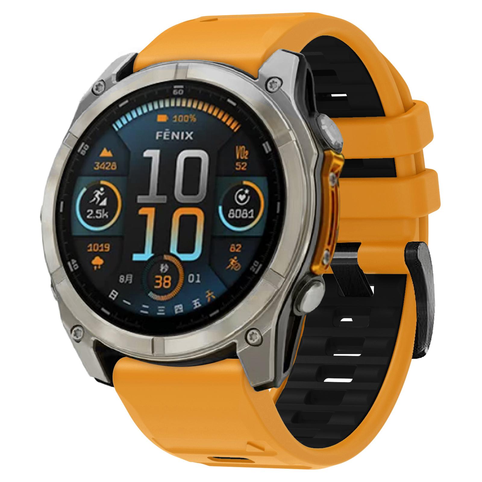 

22mm Watch Strap for Garmin Fenix 8 47mm/Fenix E 47mm/Quatix 7 Pro Universal Silicone Band Sapphire+Orange