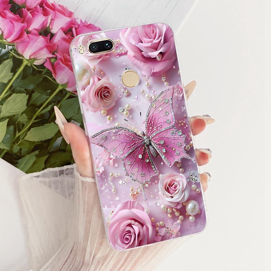 For Xiaomi Mi A1 Case Mi5X Luxury Flowers Butterfly Painted Cover Soft Silicone Phone Case For Xiaomi Mi 5X MiA1 Back Cover Bags