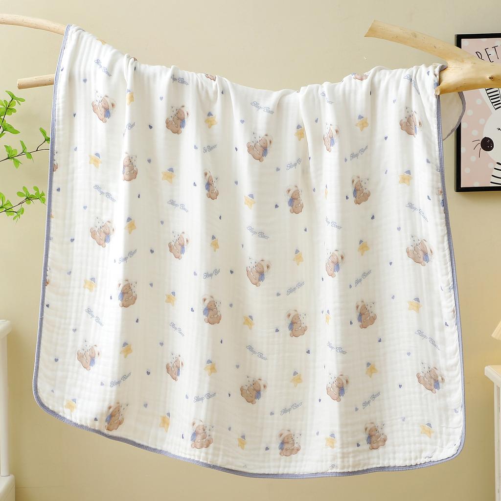 Baby Gauze Bath Towel Neonatal Class A Six-Layer Cartoon Printing Bag Quilt 110 * 110 Water-Absorbing Children'S Blanket