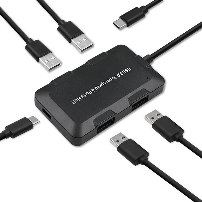 Qoltec Hub Adapter USB-C 3.1 5w1 | 4x USB 3.0 | Micro USB