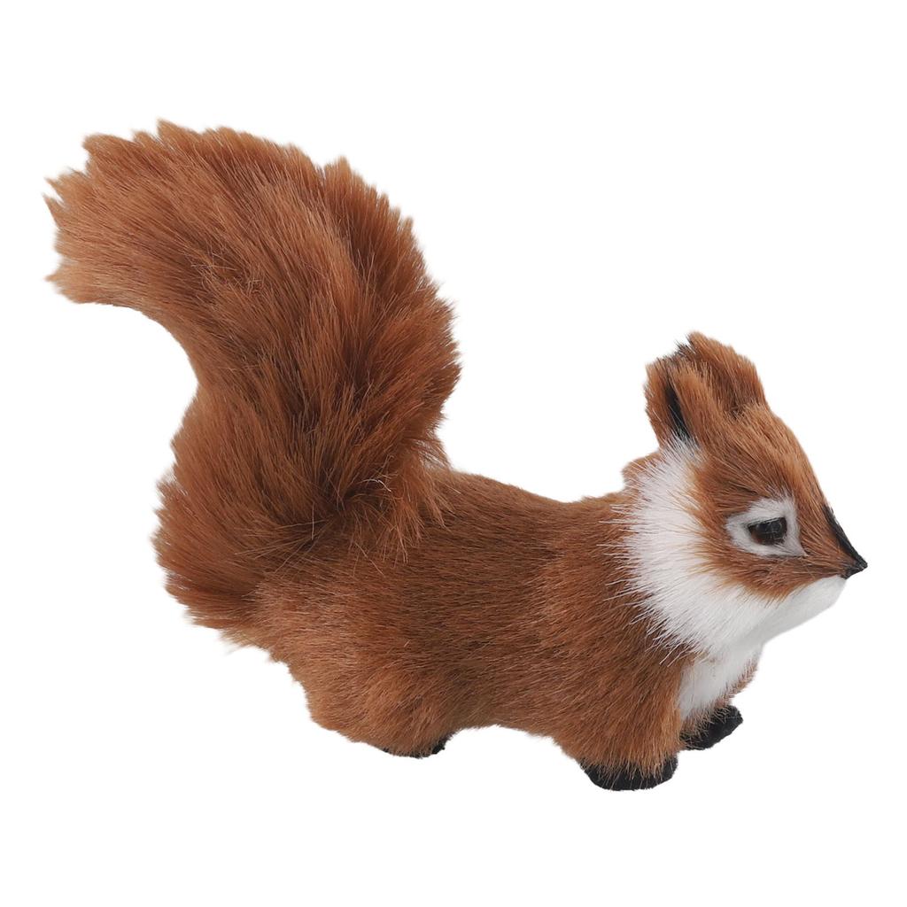 Artificial Squirrel Figurine Miniature Plush Simulation Fake Animal Table