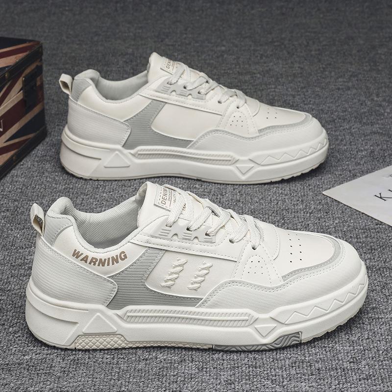 Nisje Originale Herresko Nye Vår Allsidige Tykksålede Små Hvite Boardsko Casual Hvite Sko Trening Sport Trendy Sko