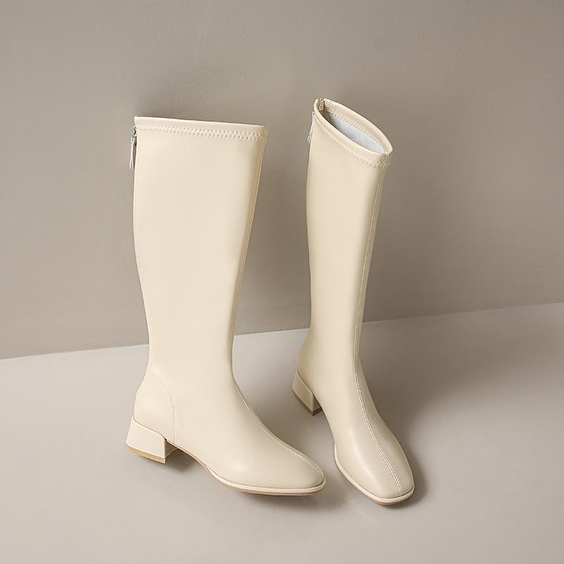 Boots for Women But Over the Knee 2024 New Soft Leather Thick Heel Thin High Boots Autumn and Winter British Style High Heel Knight Boots for Women