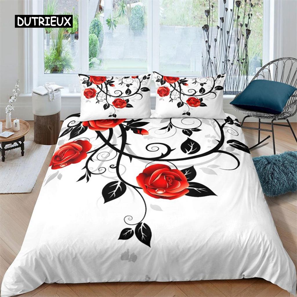 Romantische Liebesherz Bettbezug Valentinstag Bettwäscheset Mikrofaser 3D-Druck Steppdeckenbezug King Queen Für Jungen Mädchen Teenager Deko