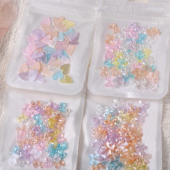 Yousheng 50Pcs Nail Ornaments Creative Shape Non-Fading Vivid Color Shiny Visual Effect 3D Love Heart Bear Style Nail Art Jewelry Charms