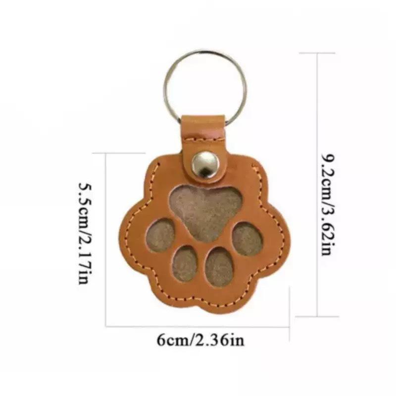 Pet Hair Keepsake Keychain with Paw Print Pendant for Dog and Cat Hair