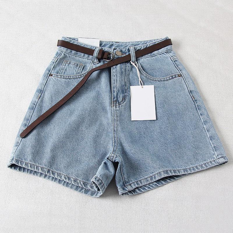 

Women s High-Waisted Slimming A-line Wide-Leg Summer Shorts Medium світло-синій колір