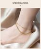 Minimalist 316L Stainless Steel Gold Anklet Double Layer Waterproof Foot Chain For Women Beach Party Jewelry
