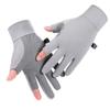 1 Pair Ice Silk Motorcycle Sunscreen Gloves Exposed-two-fingers Anti-uv Breathable Sweat-absorbing Light Outdoor Fishing Gloves
