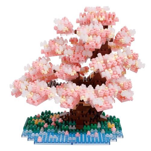 Kawada Nanoblock Somei Yoshino Cherry Blossoms, 990 Pieces, 15 x 14.2 x 13.5 cm, Ages 12 and Up, Interior Design, Hobby, NBM-048