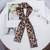Korean Leopard Printed Skinny Scarf Women Soft Double Sided Neckerchief Hairband Lady Headband Bagscarf Female Neck Tie