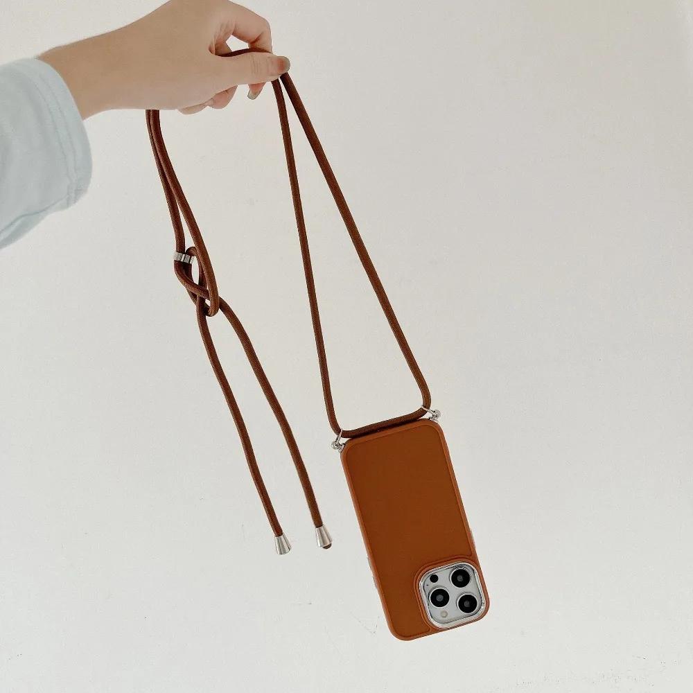 Luxusní crossbody náhrdelník šňůrka pouzdro na telefon pro iPhone 15 14 13 12 11 Pro Max X XS XR 7 8 Plus SE   Kryt se šňůrkou