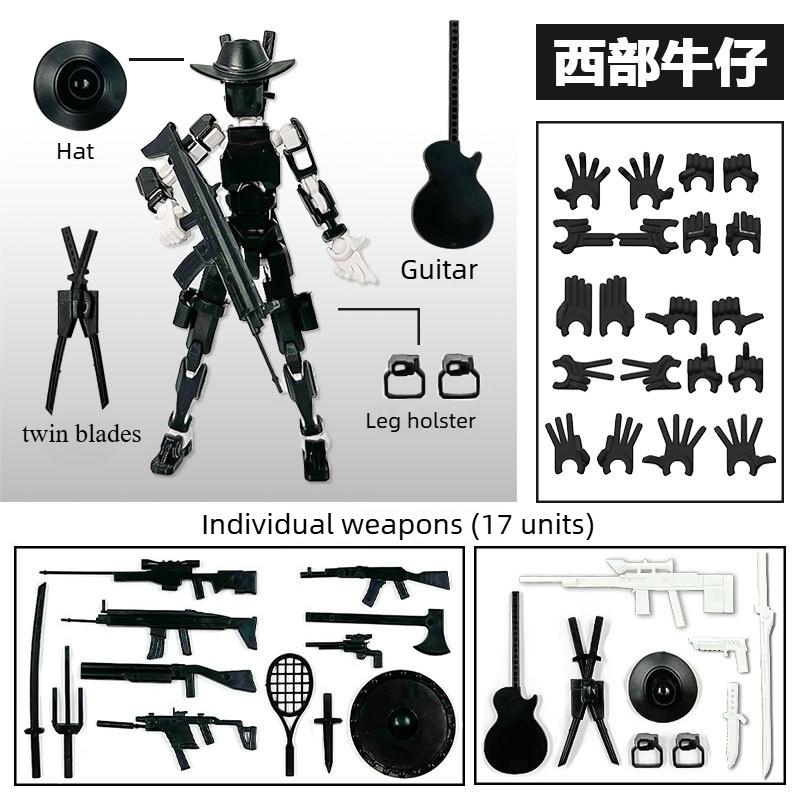 3D Printed Toy Western Cowboy Model Lucky13 Action Figure Dummy T13 Toy Doll Robot Assembly Model Decoration Desktop Decoration