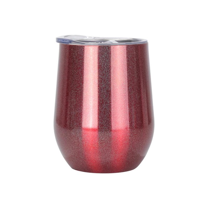 Stainless Steel Wine Cup 12oz Double Layer Eggshell Cup Rainbow Paint Gradient U Shaped Beer Mug