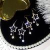 2018 Five-Pointed Star Rhinestone Long Earrings - Exaggerated Star Pendants