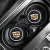 Car Stickers Coasters Silicone Water Cup Pads Non-Slip Mats Universal For Cadillac Escalade Tiburon Deville Seville XT5 XTS CTS BLS SLS DTS SRX Metal