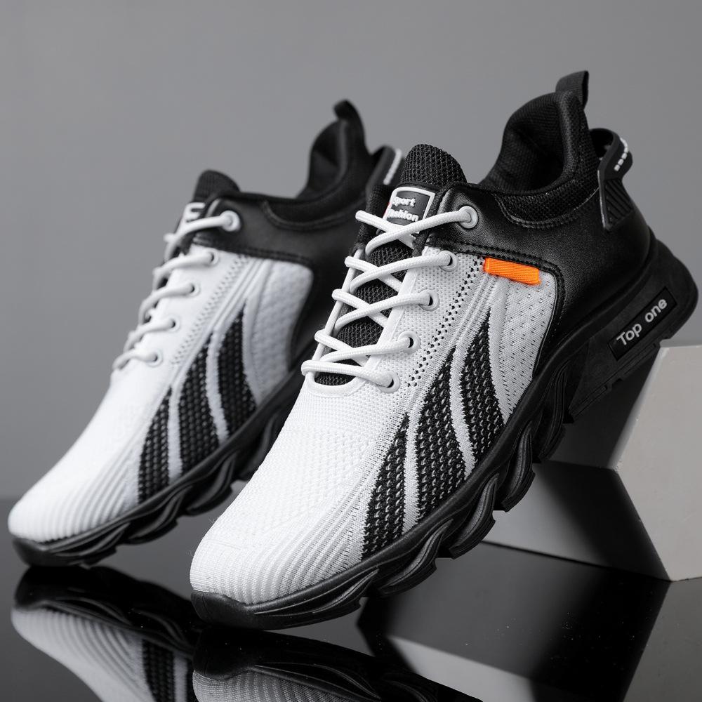 Breathable Shock-Absorbing 2025 Summer Men's White Mesh Running Shoes Casual Sports New