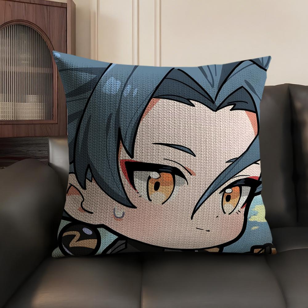 Ji Yan Cute Wuthering Waves Cushion Cover Natural Linen Organic Fabric DoubleSided Printing Sofa Home Decor Gift Pillow Case