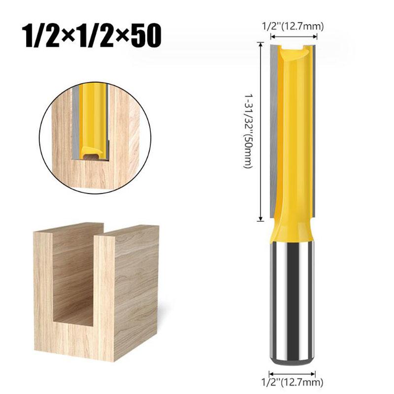 12mm 1/2inch Shank Router Bit Double Flute Long Straight Bits Grooving Bits Trimming Cutter Woodworking Milling Tools