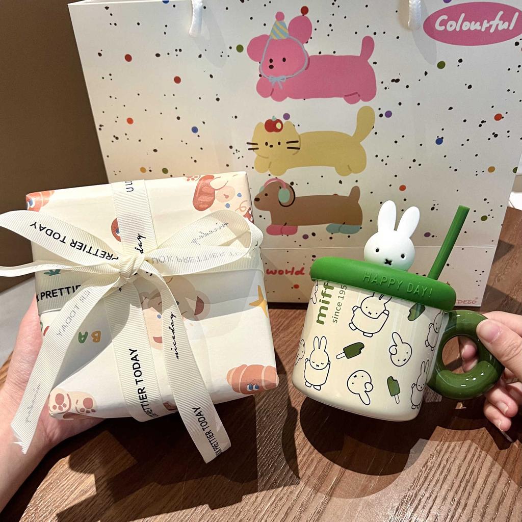 Slaměný pohár na vodu pro dívky s vysoce hodnotným keramickým hrnkem jako dárek k narozeninám pro nejlepší kamarádku