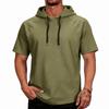 Sudadera con capucha de manga raglán de manga corta para hombre, jersey casual, tejido ligero y transpirable, con capucha y cordón, top para deportes al aire libre