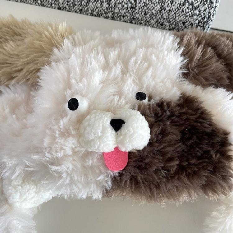 Cute Dog Ear Furry Plush Hat Warm Fleece Lining Earflap Hat Outdoor Activity Windproof Beanies Hat for Teens and Adults