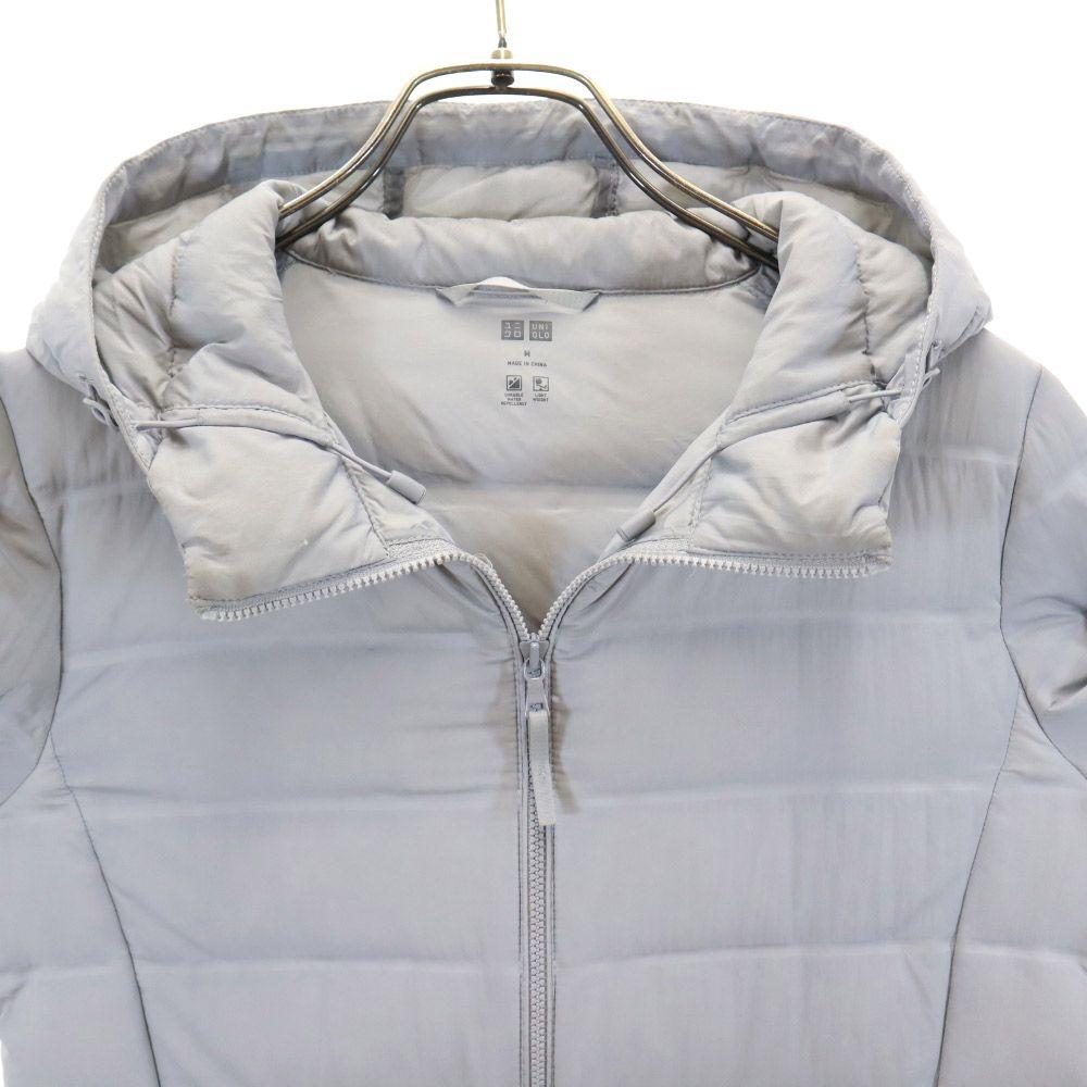 Uniqlo Seamless Ultra Light Down Jacket M Gray Hood Women Used
