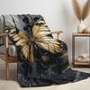 Printed Bed Blanket Black Gold Butterfly Throws Soft Flannel Blanket Butterfly Love Gifts Butterflies Decor For Couch Bed