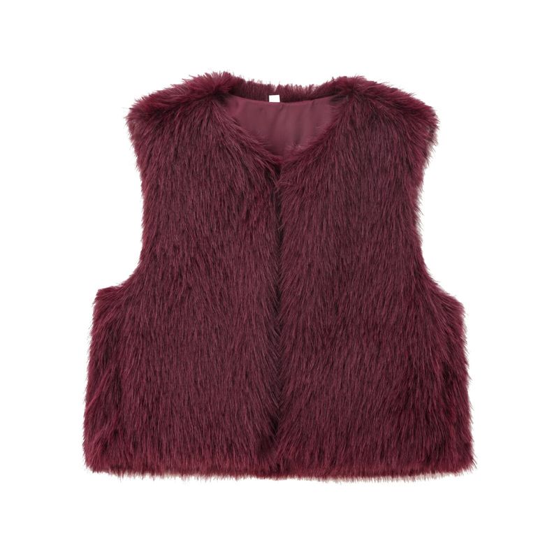 Zbzr Autumn New Women Clothes Western Style Versitile Fashion Sleeveless Faux Fur Short Vest 1255799
