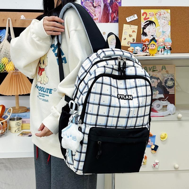 Schoolbag wholesale new schoolbag plaid niche idyllic anti-splashing versatile girl backpack cute primary school backpack