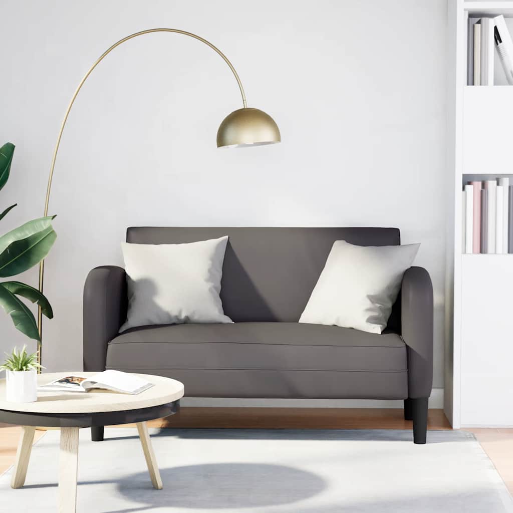 2 Seater Sofa Gray 110 cm Faux Leather