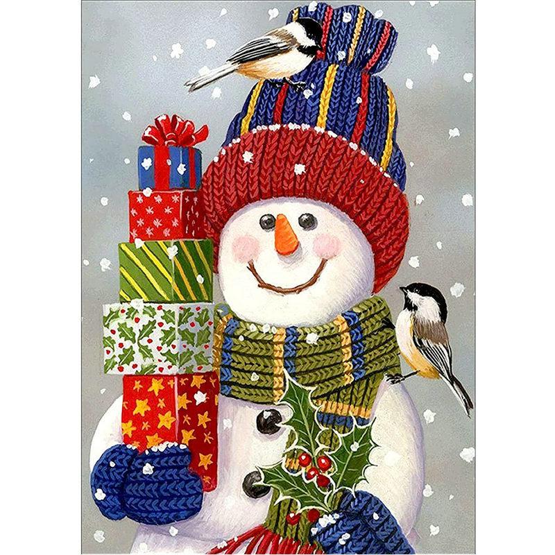 New 5D Diamond Painted Full Diamond Interior Decoration Snowman Santa Diy Painted Round Diamond Handmade