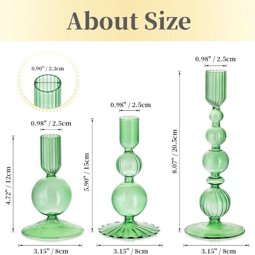 3Pcs Glass Candle Stick Holder Crystal Flower Vase Home Decoration for Table Centerpiece Wedding Party Christmas Decorations