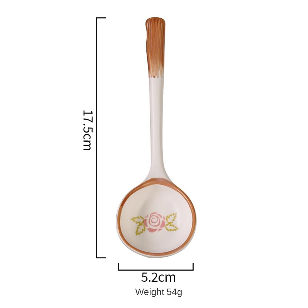Keramisk soppsked Japansk stil Kreativ grov keramik Handmålad keramisk sked Kaffe Mjölk Dessertsked Kreativt bordsserv
