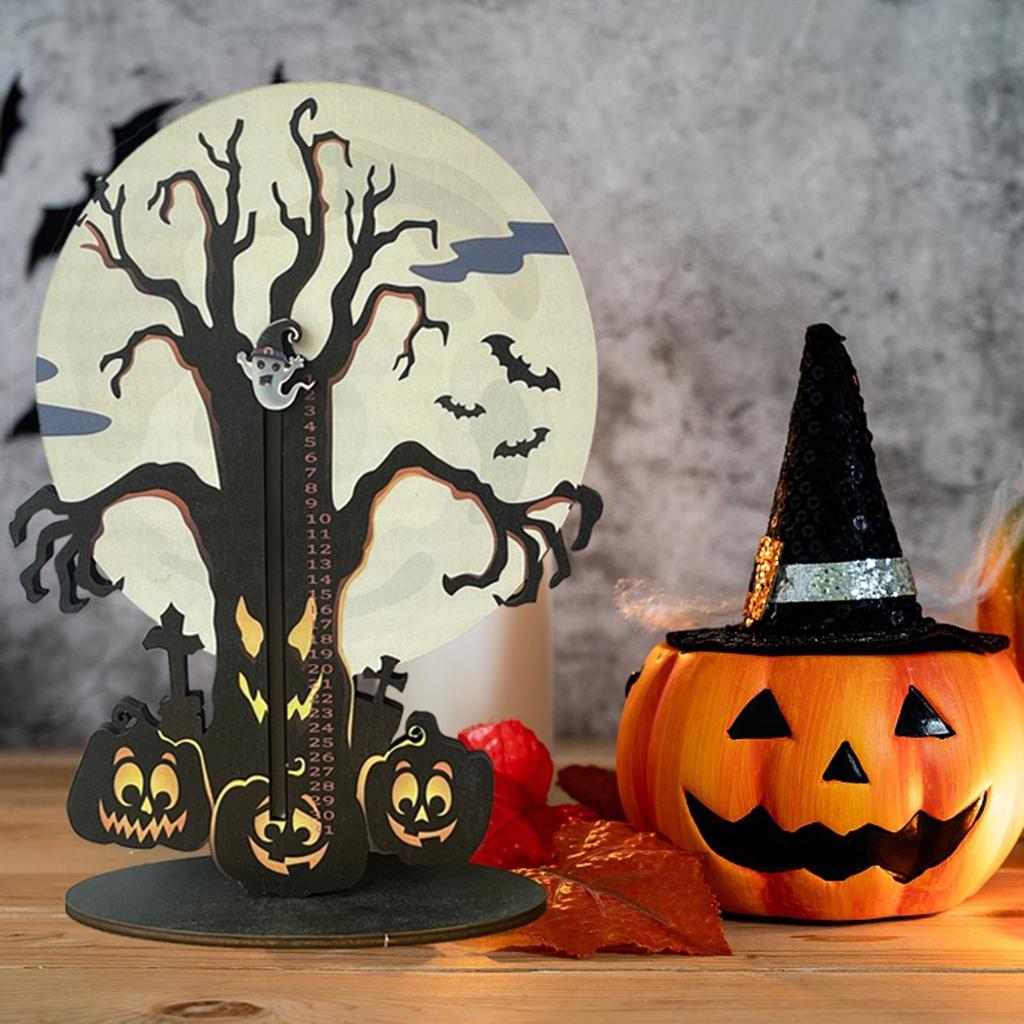 Halloween Adventskalender aus Holz in Form eines toten Baumes, Feiertags-Countdown-Ornamente, Heimdekoration