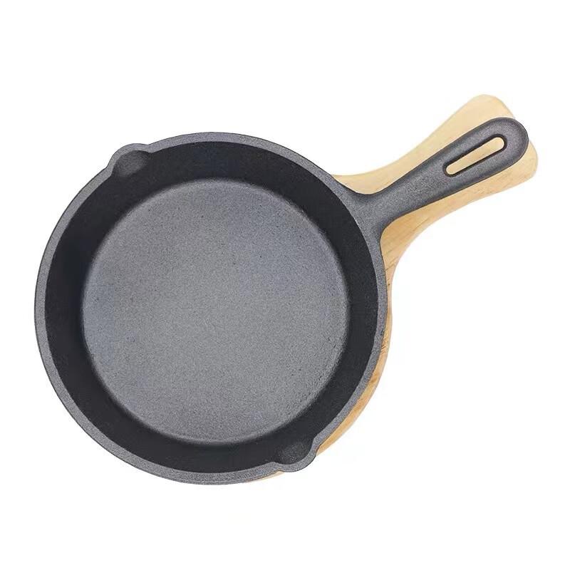 

ZISIZ 16cm Flat-Bottom Frying Pan with Wooden Board