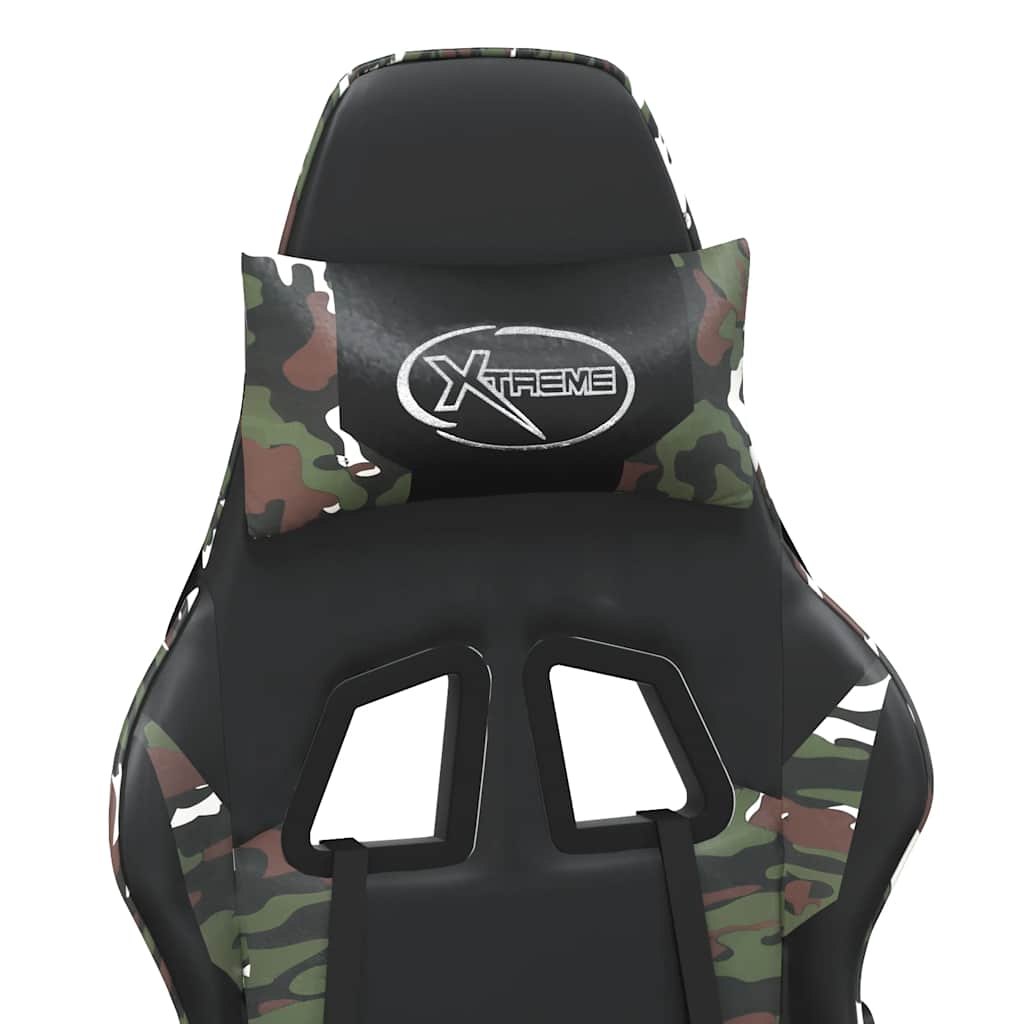Gaming Chair with Massage Function Black and Camouflage Artificial Leather