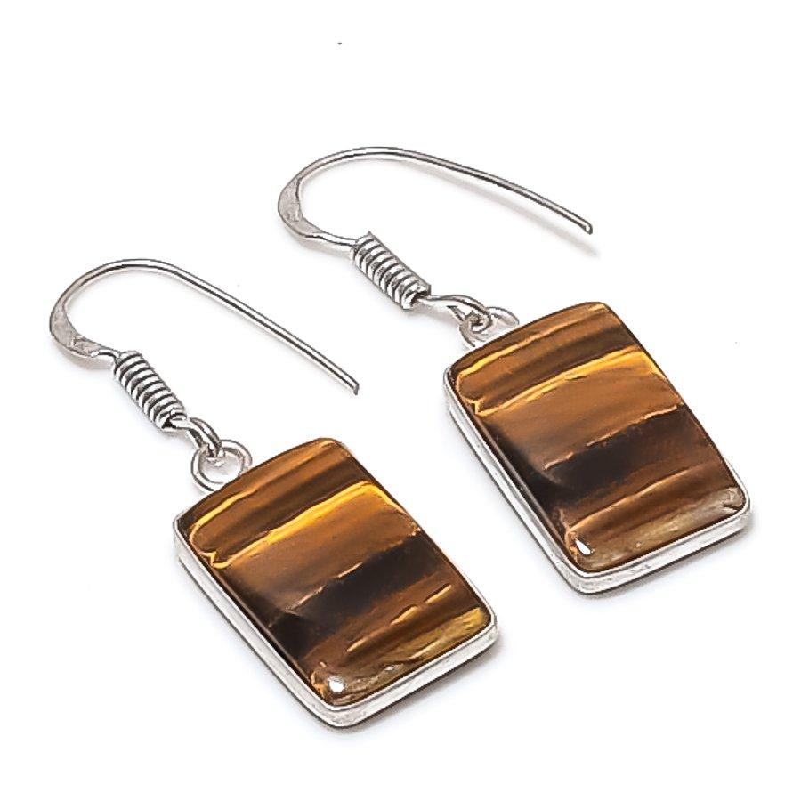 

Tiger Eye Gemstone 925 Sterling Silver Earring 1.46