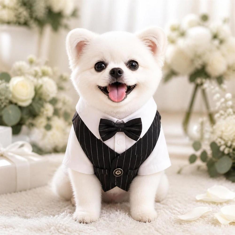 Lightweight Dog Wedding Suit Button Closure Small Dog Clothes Spring Suit Shirt  Wedding Ceremony