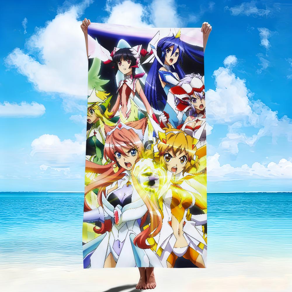 

anime fanart Senki Zessho s-Symphogear soft printed Beach Towels Trip Towel swim Summer Holiday Vacation bathing Pool Camp Gift W40*H60(CM)