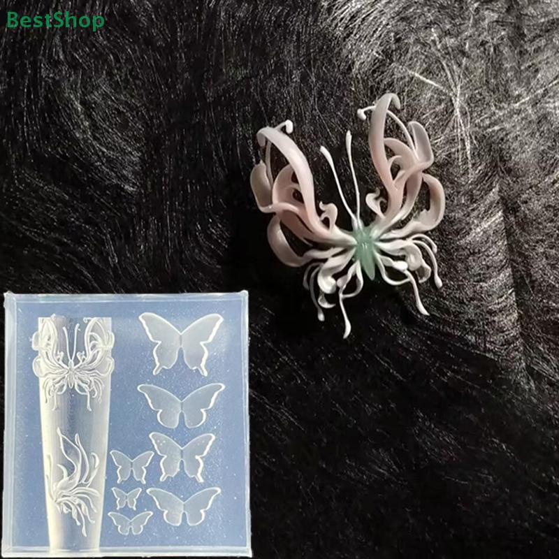 3D Relief Butterfly Silicone Nail Art Mold DIY Nail Decor Transparent Manicure Carving Template