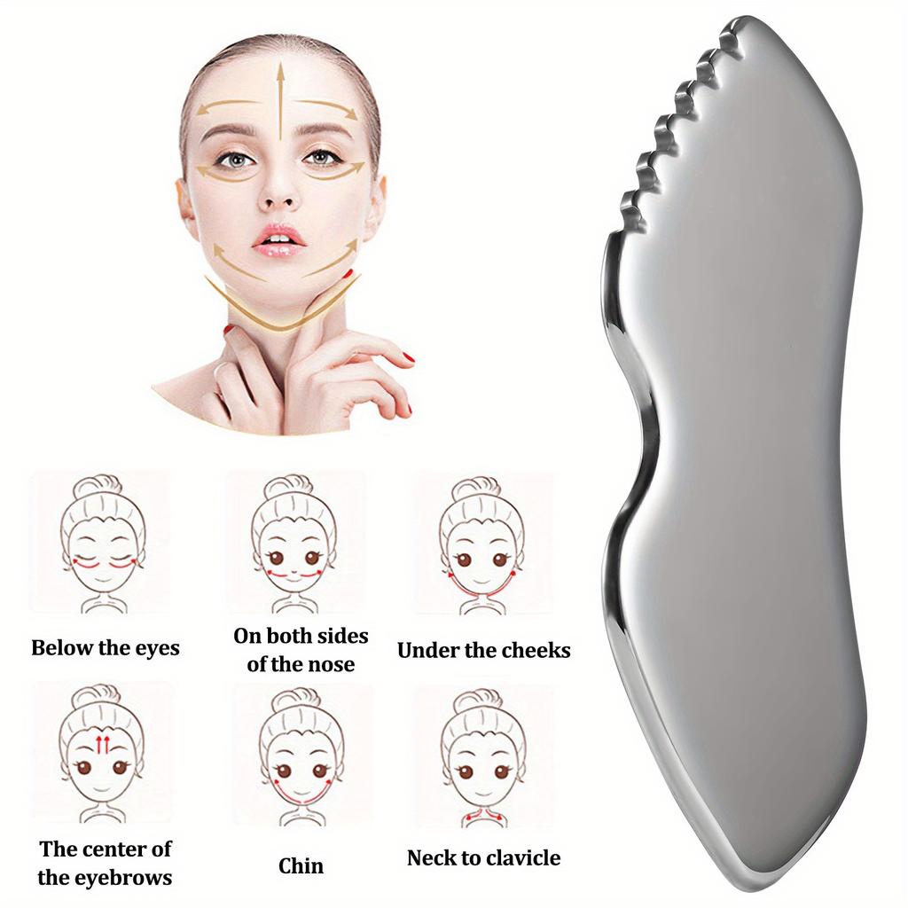 304 stainless steel scraping board with teeth, fascia knife, face massage, lip-shaped stainless steel scraping board