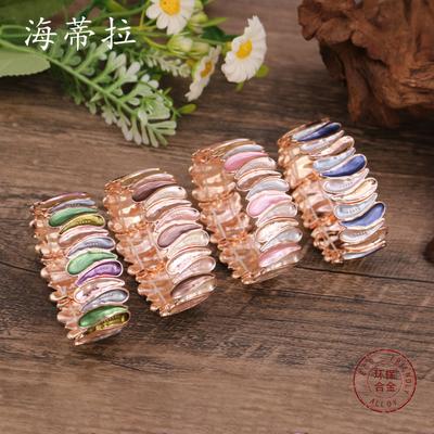 New Color Painted Oil Cashew Flower Elastic Bracelet, Fashionable and High-end Women's Versatile Petal Bracelet