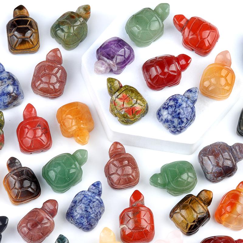 Turtle Crystal Agate Miniature: Hand-Carved Semi-Precious Stone Ornament