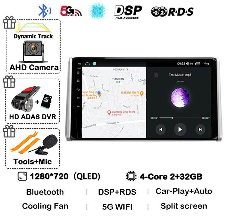 Android 14 Carplay Auto For Toyota RAV4 5 XA50 2018 2019 2020 2021 2022 2025 Multimedia Car Radio Player WIFI+4G DSP 2DIN Stereo