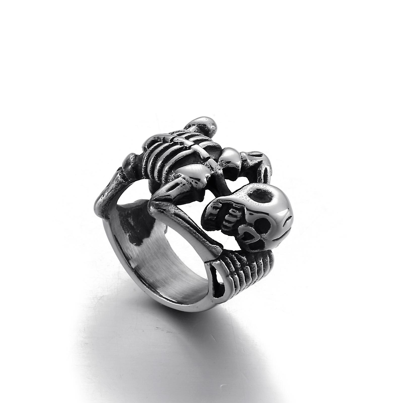

Винтажное панк кольцо с черепом Мужское Хип-хоп Обручальное Мужское Модное Не выцветающее Кольцо для Мальчика Ювелирные изделия Серебристого Цвета 10 серебряный