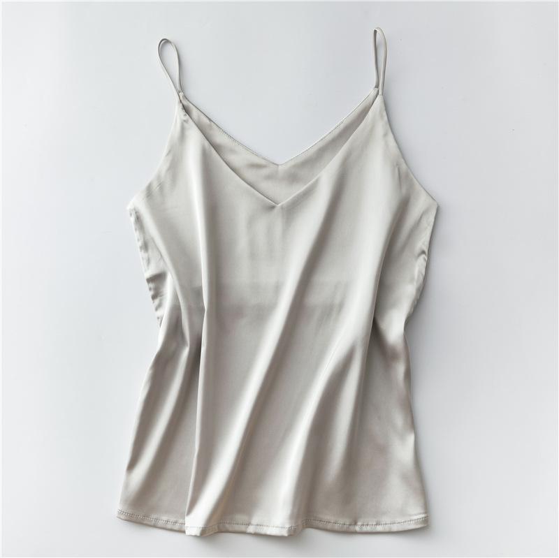 Summer Temperament Suspenders Camisole Women's Classic Tank Top Stylish V-neck Silky Satin Sleeveless Top