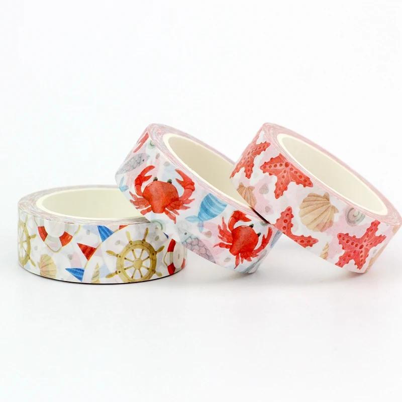 Eco Paper 1pc 10M Decor Mushrooms Flowers Cups Nautical Washi Tape Set for Scrapbooking Journaling Masking Tape Cute Stationery